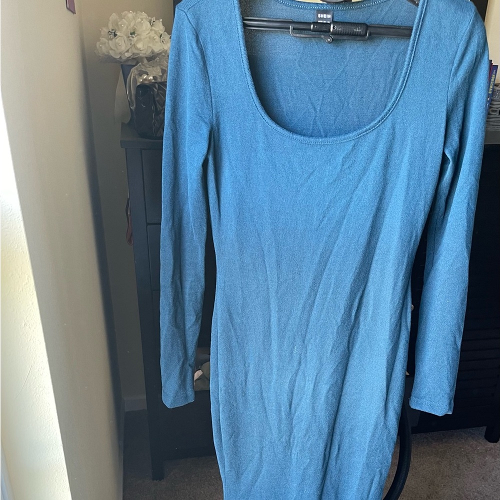 SHEIN Teal Long Sleeve Dress